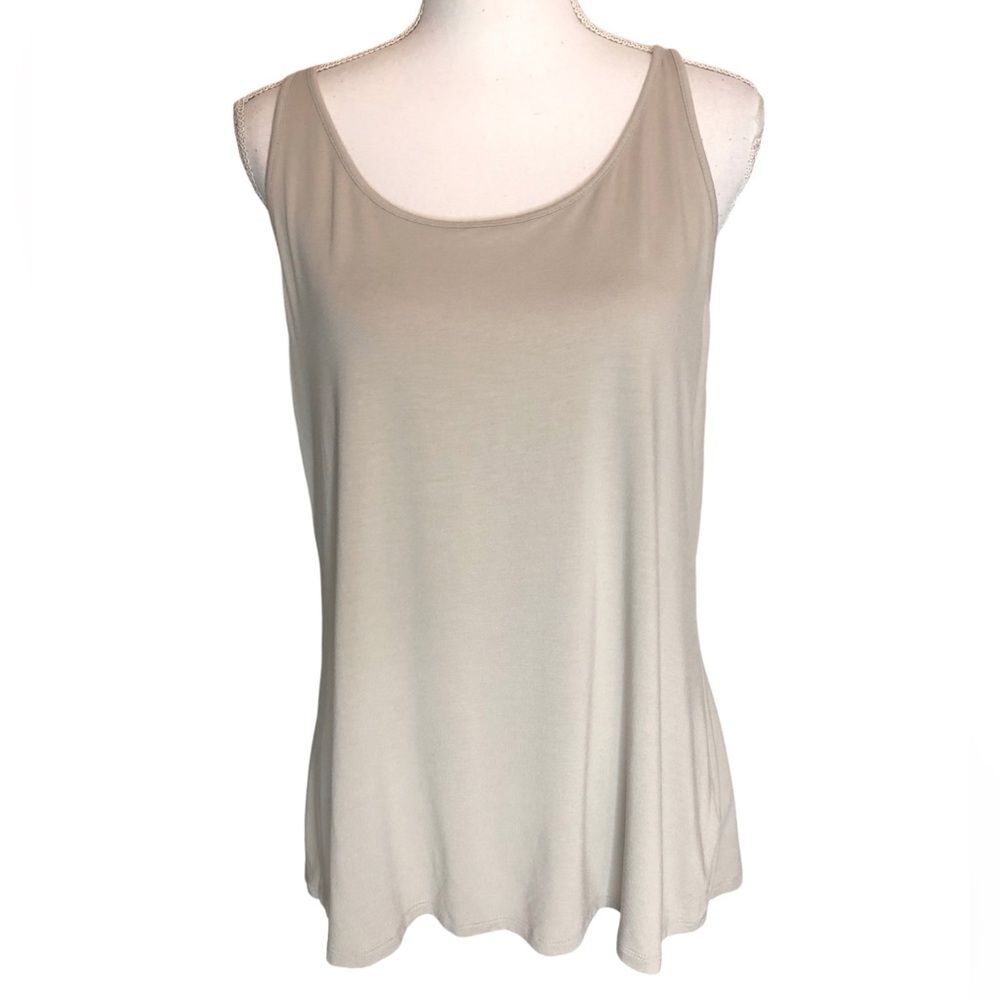 J. Jill Wearever Collection Layered Scoop Neck Tan Tank Top
